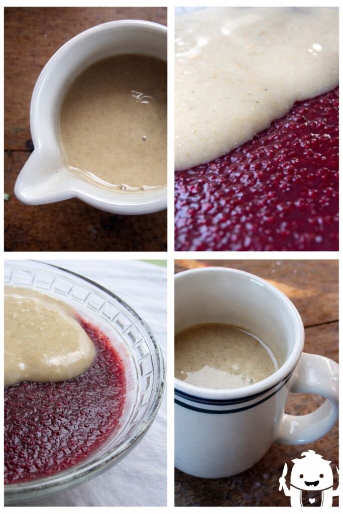 Vanilla Custard Sauce (Vegan, Gluten-free) 2 Vegan vanilla sauce drizzled over berry dessert, gluten-free and dairy-free