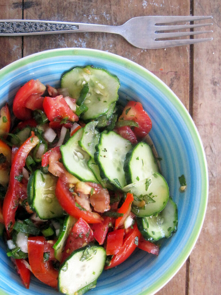 Easy Vegan Tomato Cucumber Salad Recipe 3