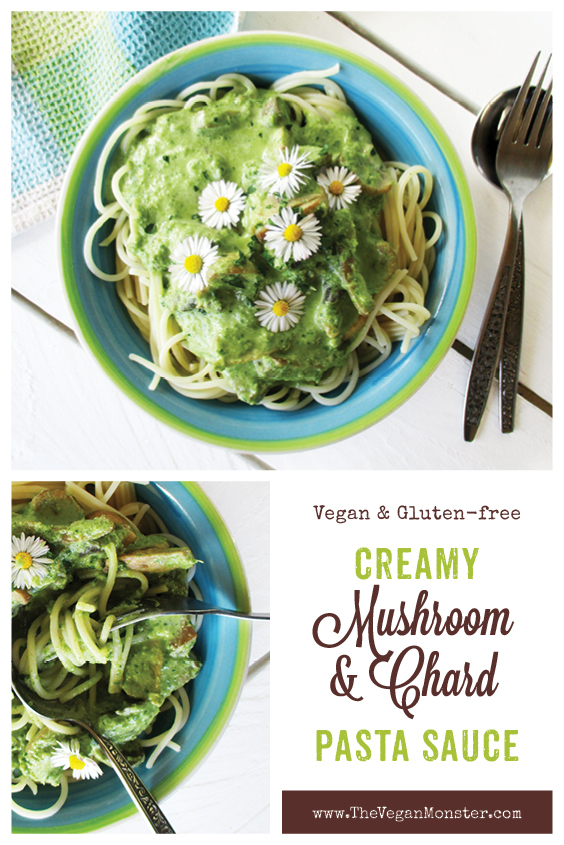 Vegan Gluten free Dairy free Creamy Mushroom Chard Pasta Sauce Recipe P