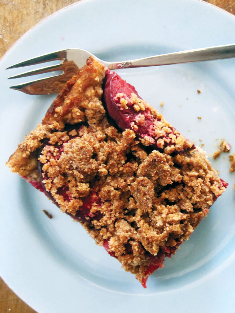 Vegan Gluten-free Plum Crumble Cake Slice Recipe