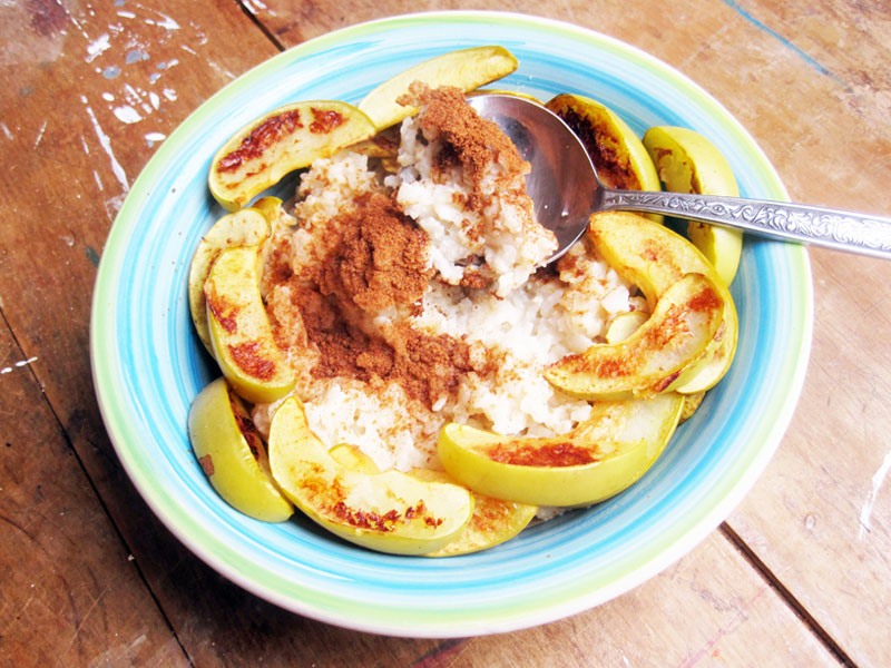 Vegan Gluten free Rice Porridge Apple Cinnamon