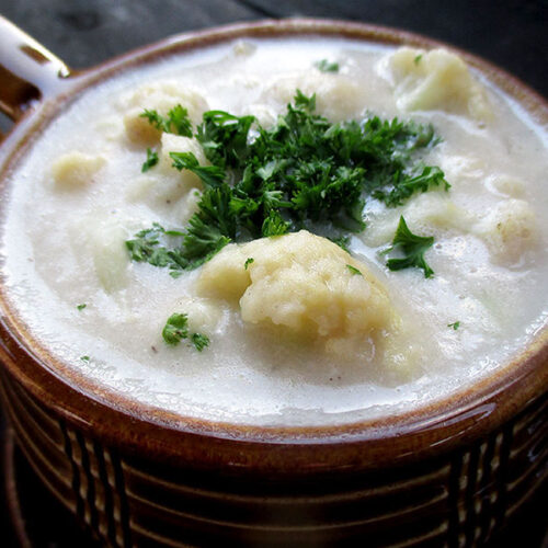 Vegane Glutenfreie Blumenkohl Kartoffel Suppe