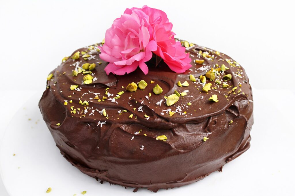 Chocolate Coffee Cake (Vegan, Gluten-free, No Refined Sugar) 2 Close-up of vegan gluten-free chocolate coffee cake