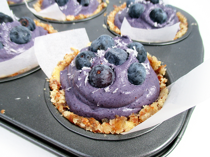 Vegan Gluten free Fruit Sweetened No Bake Blueberry Mini Cakes Recipe 2