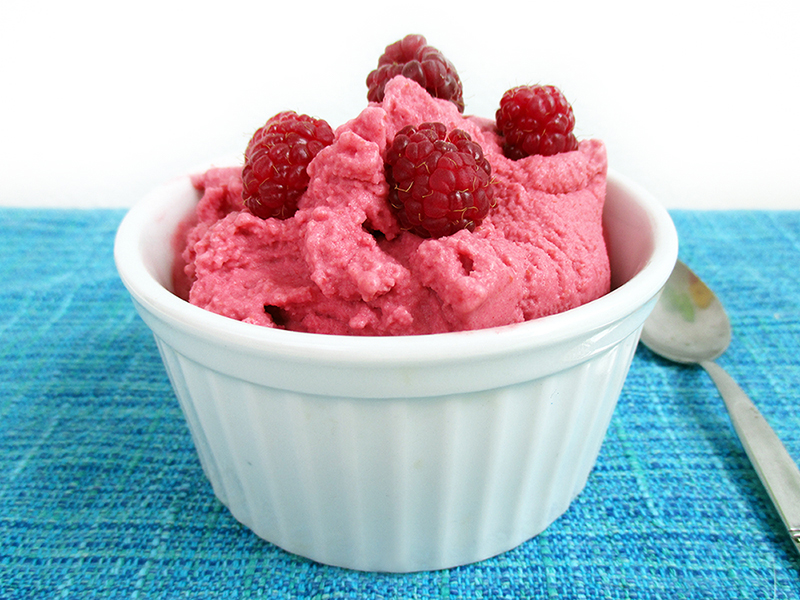 Vegan Gluten free Nut free Fruit Sweetened Raspberry Ice Cream Recipe 3