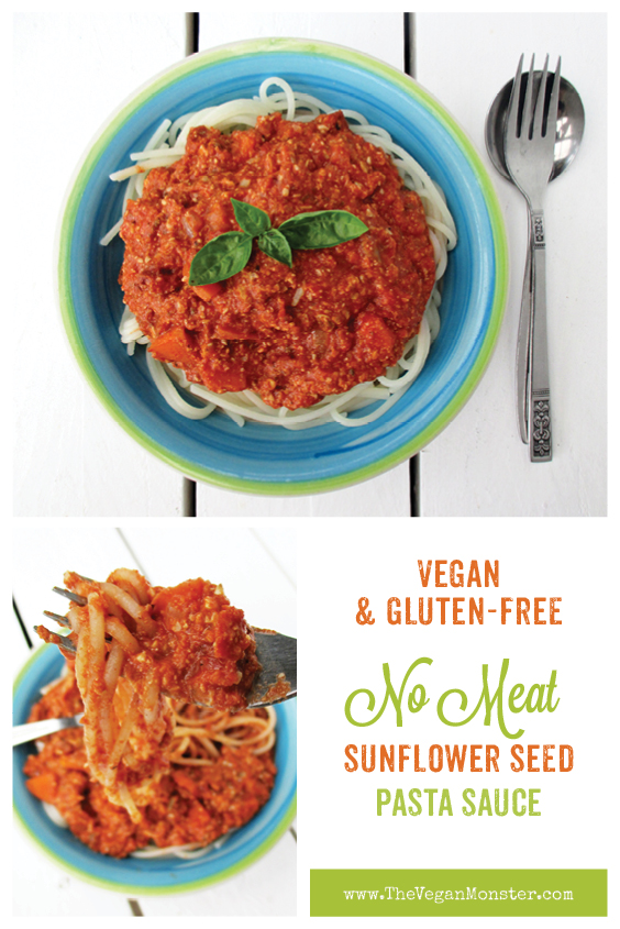 Vegan Gluten-free Soy-free Nut-free No Meat Sunflower Seed Bolognese Sauce Recipe