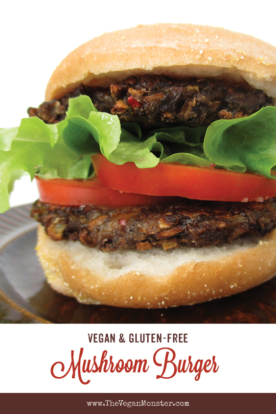 Vegan Gluten free Oil free Low Fat Mushroom Burger Recipe P
