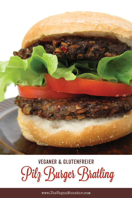 Champignon Burger (Vegan, Vegetarisch, Glutenfrei, Low-Fat, Ohne Öl)