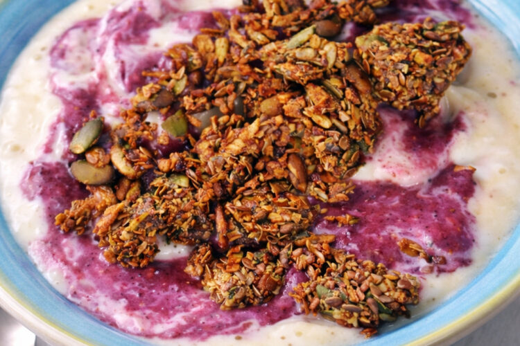 homemade vegan gluten free nut free muesli deep plate