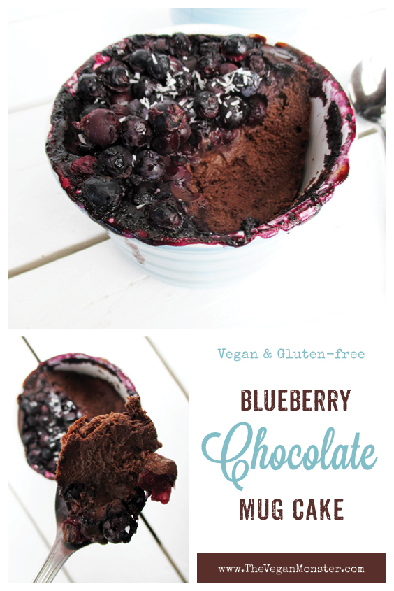 Vegan Gluten free Refined Sugar Free Chocolate Blueberry Mug Cake Pudding Recipe P