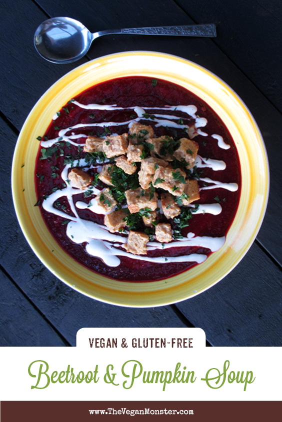 Vegan Gluten free Roasted Pumpkin Beetroot Soup With Cheesy Croutons Recipe P2