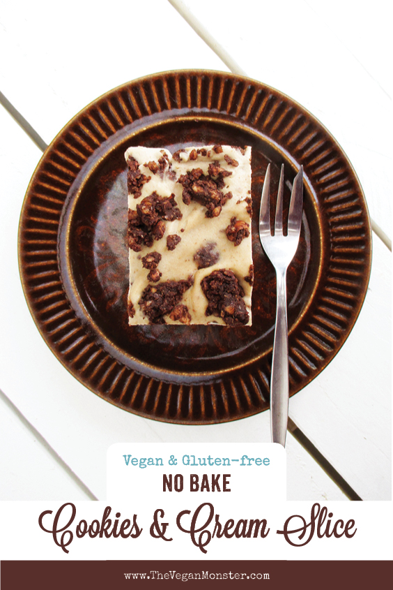 Vegan Gluten free Dairy free Refined Sugar Free No Bake Cookie And Cream Cake Slice Recipe P2