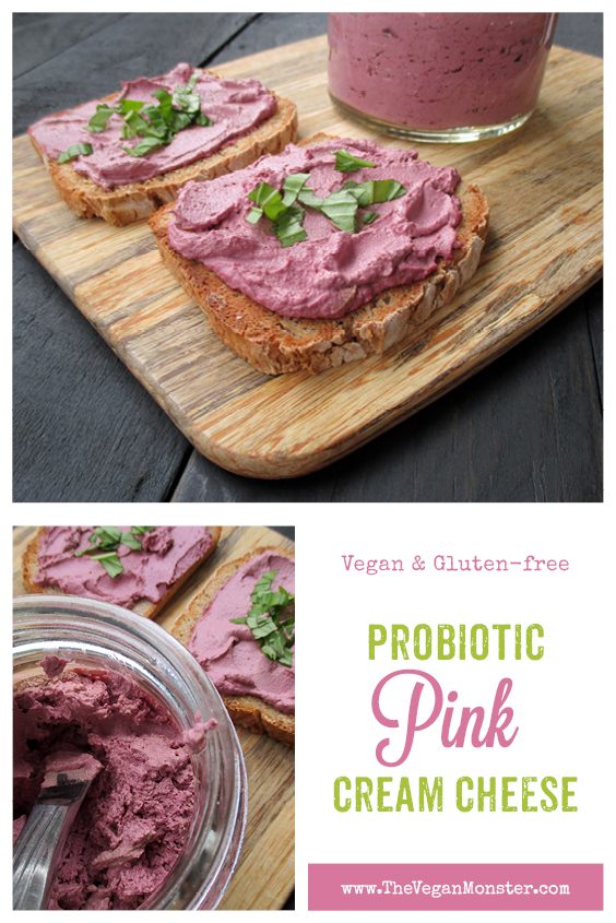 Vegan Gluten-free Dairy-Free Nut-Based Probiotic Pink Cream Cheese Recipe