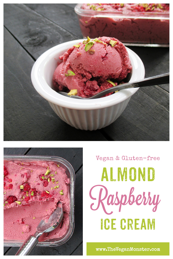 Vegan Gluten-free Refined Sugar Free Almond Raspberry Ice Cream Recipe