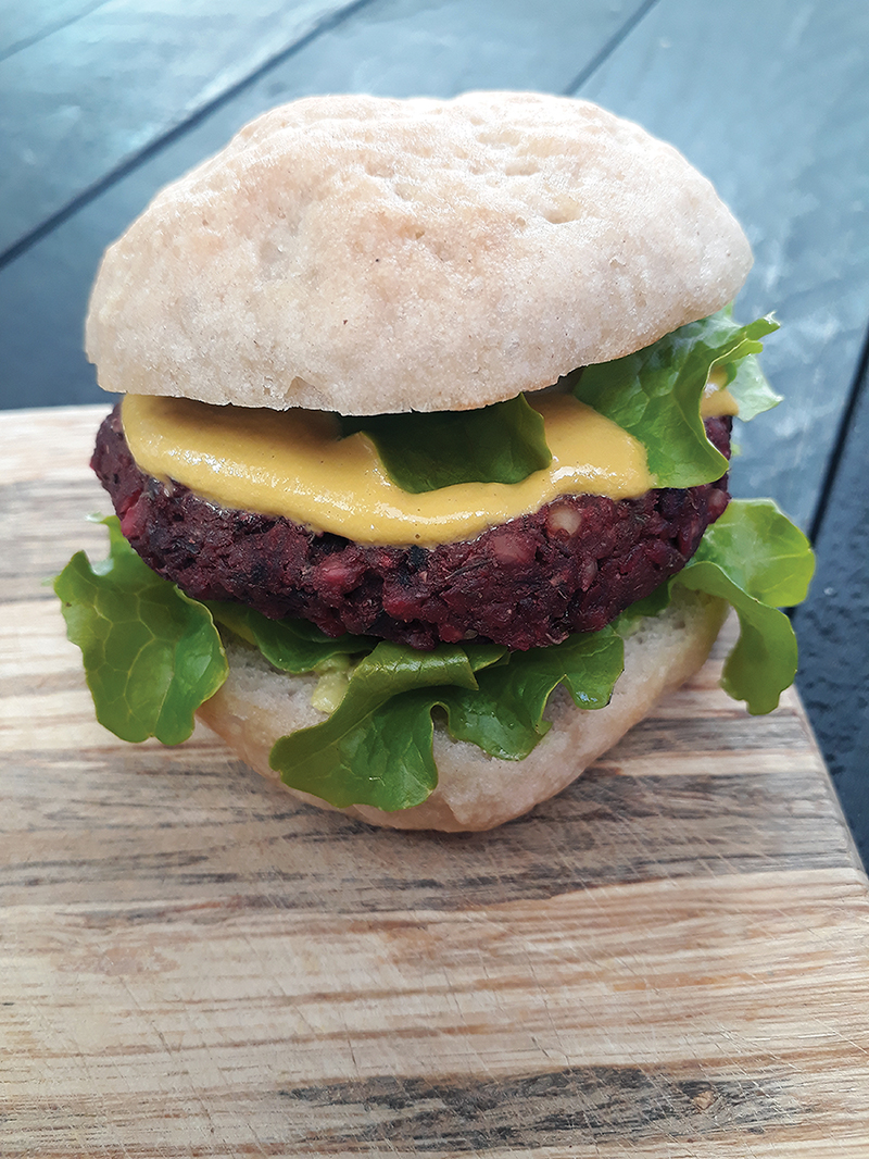 Vegan and gluten-free Beetroot Burger