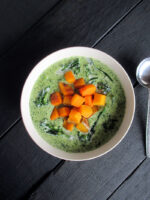 Creamy Broccoli Soup with Roasted Pumpkin (Vegan, Vegetarian, Nut-free)