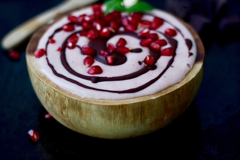 Vegan Gluten free Pomegranate Nice Cream With Chocolate Garnish Recipe 2