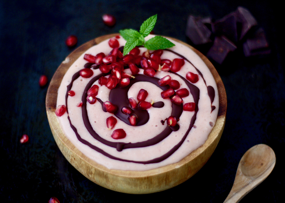 Vegan Gluten free Pomegranate Nice Cream With Chocolate Garnish Recipe 5