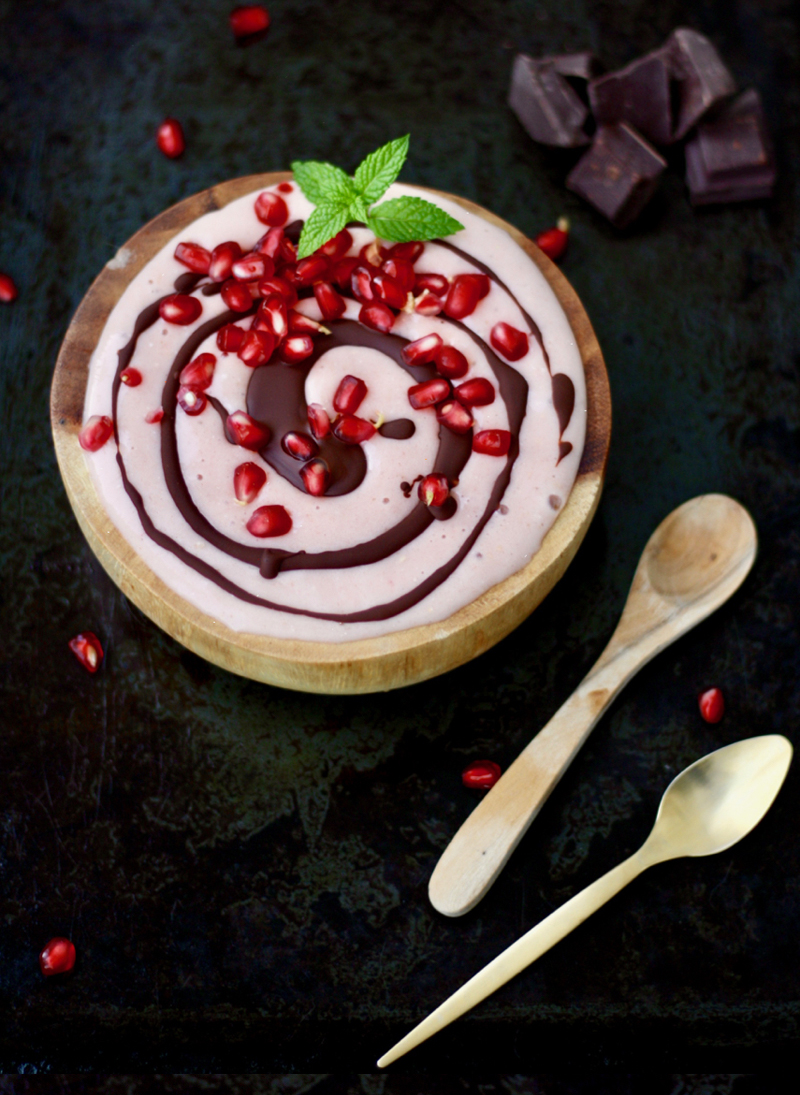 Vegan Gluten free Pomegranate Nice Cream With Chocolate Garnish Recipe 7