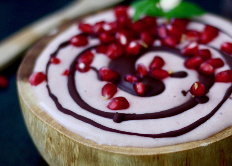 Vegan Gluten free Pomegranate Nice Cream With Chocolate Garnish Recipe 8