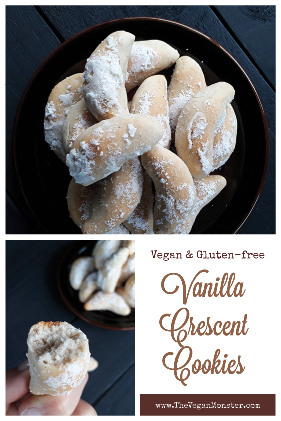 Vegan Gluten free Refined Sugar Free Oil free Vanilla Crescent Cookies Cornets Recipe P