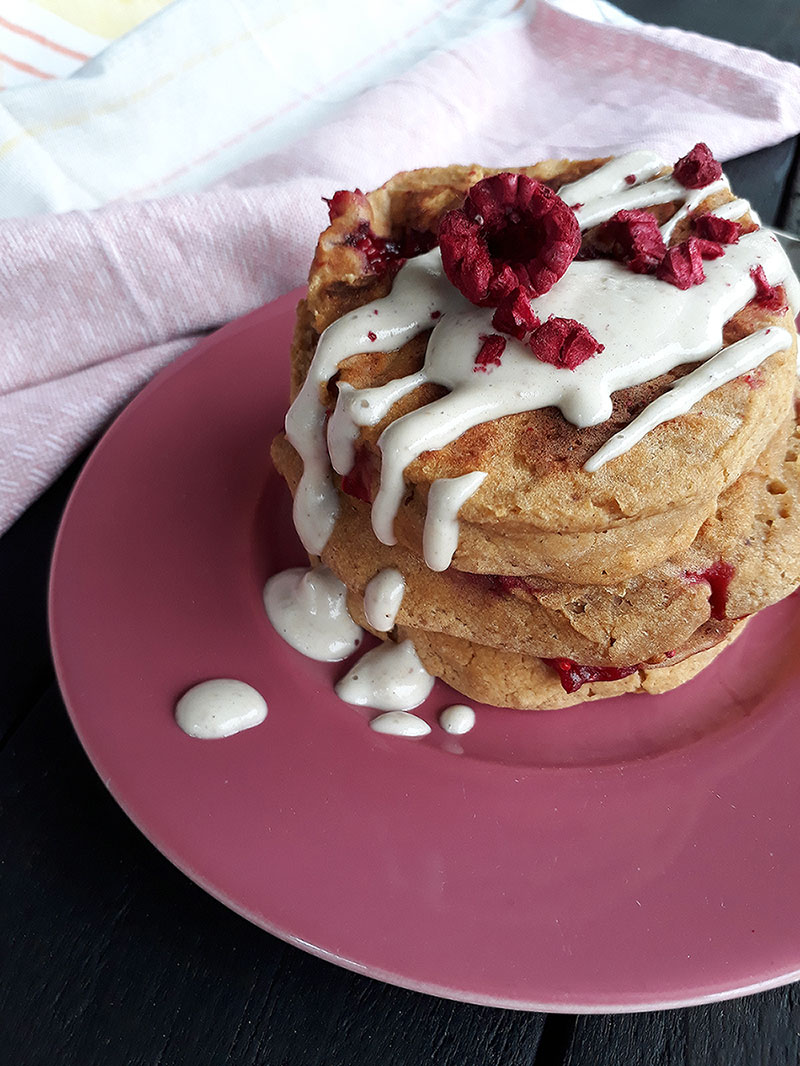 Aprikosen Himbeer Pfannkuchen (Vegan, Glutenfrei, Fruchtgesüßt, Ohne Öl ...